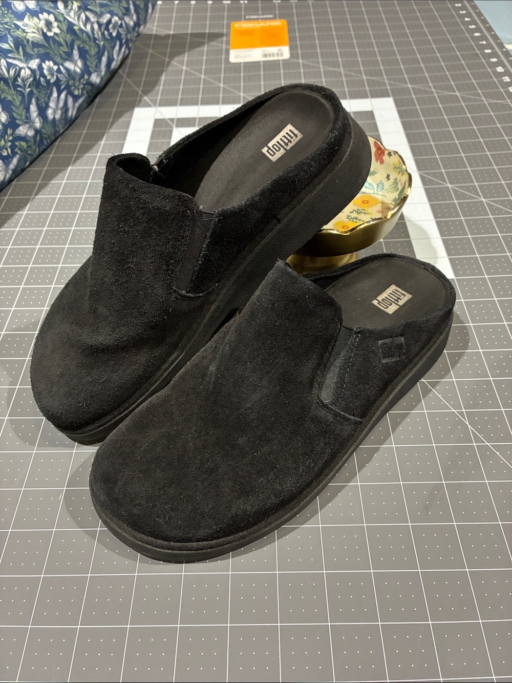 Fitflop Black Suede Slip-On Mules